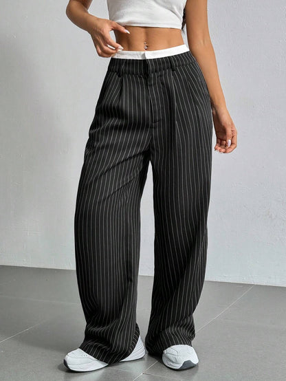 Pantalon Droit à Rayures