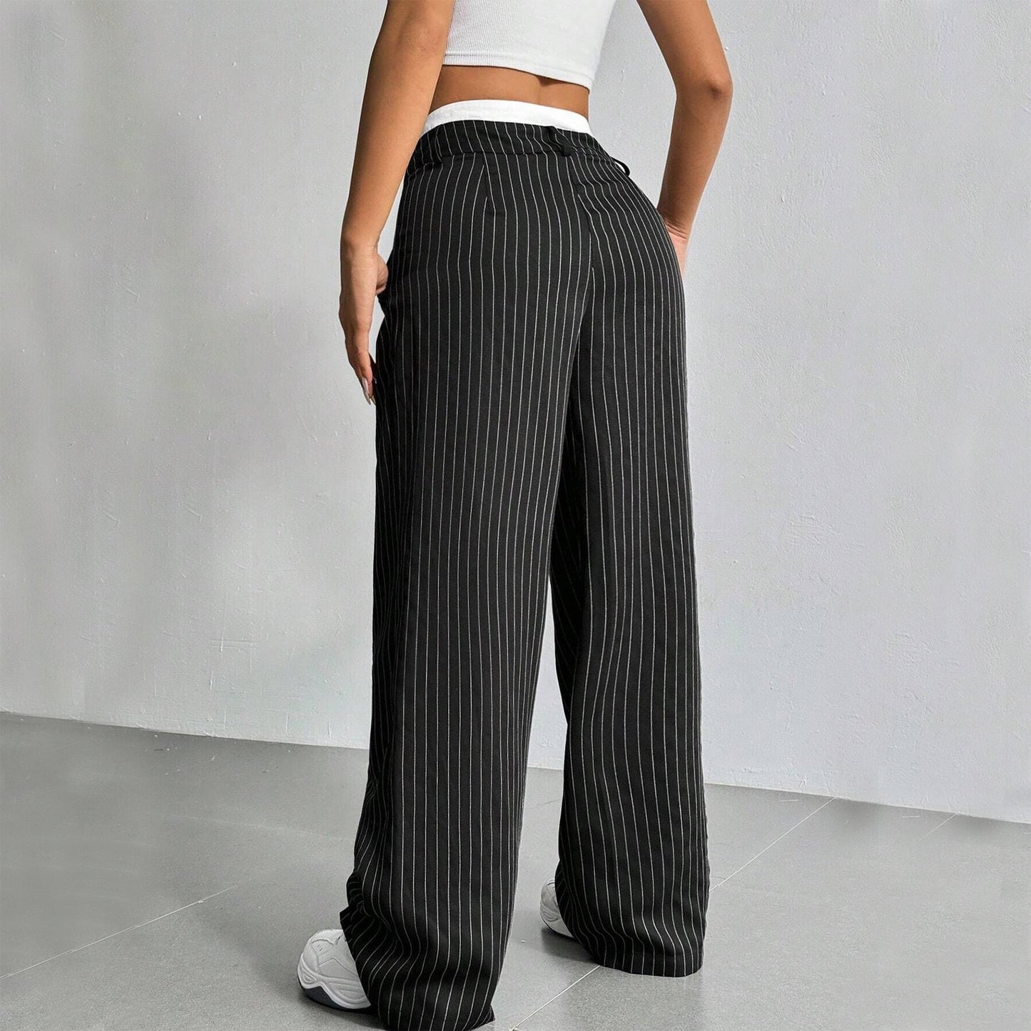 Pantalon Droit à Rayures