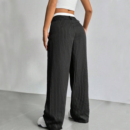Pantalon Droit à Rayures