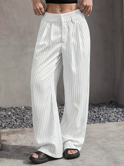 Pantalon Droit à Rayures