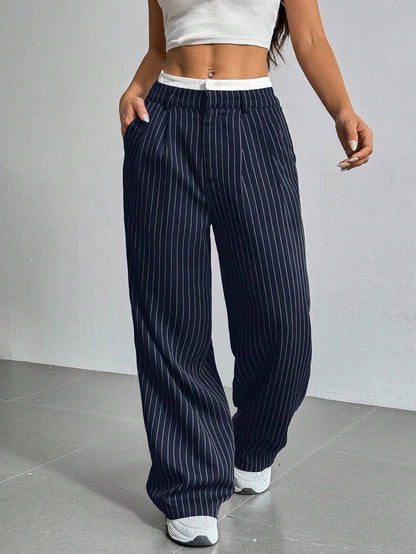 Pantalon Droit à Rayures