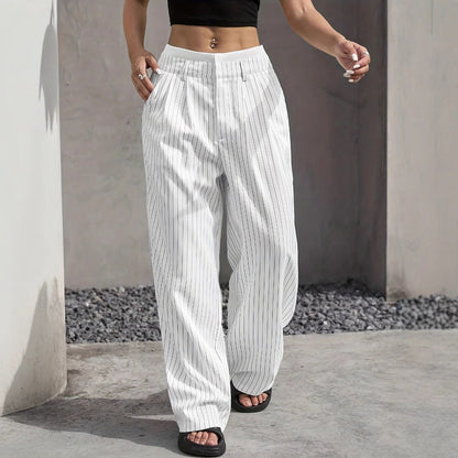 Pantalon Droit à Rayures