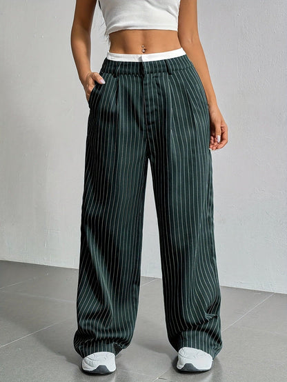 Pantalon Droit à Rayures