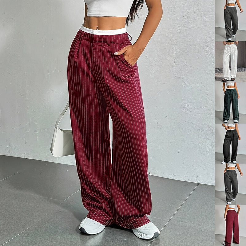 Pantalon Droit à Rayures
