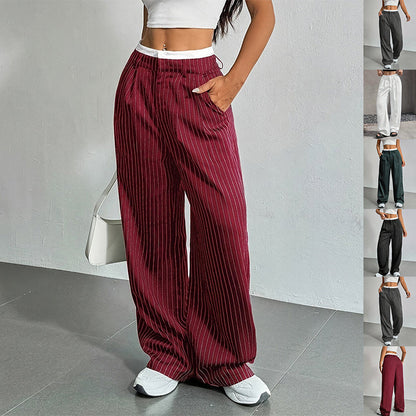 Pantalon Droit à Rayures