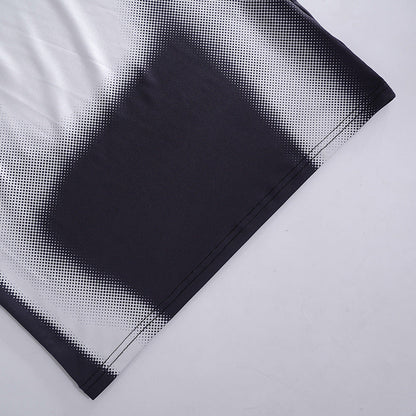 Robe Courte Ajustée à Imprimé Graphique