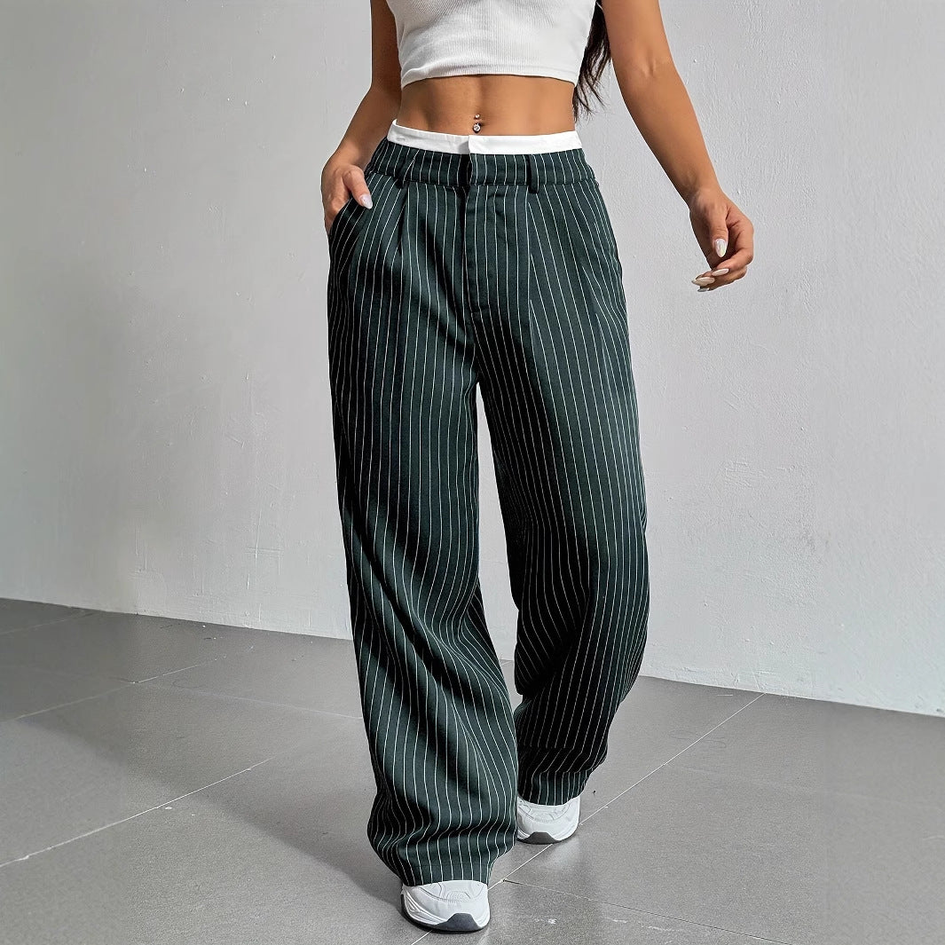 Pantalon Droit à Rayures