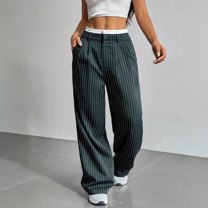 Pantalon Droit à Rayures