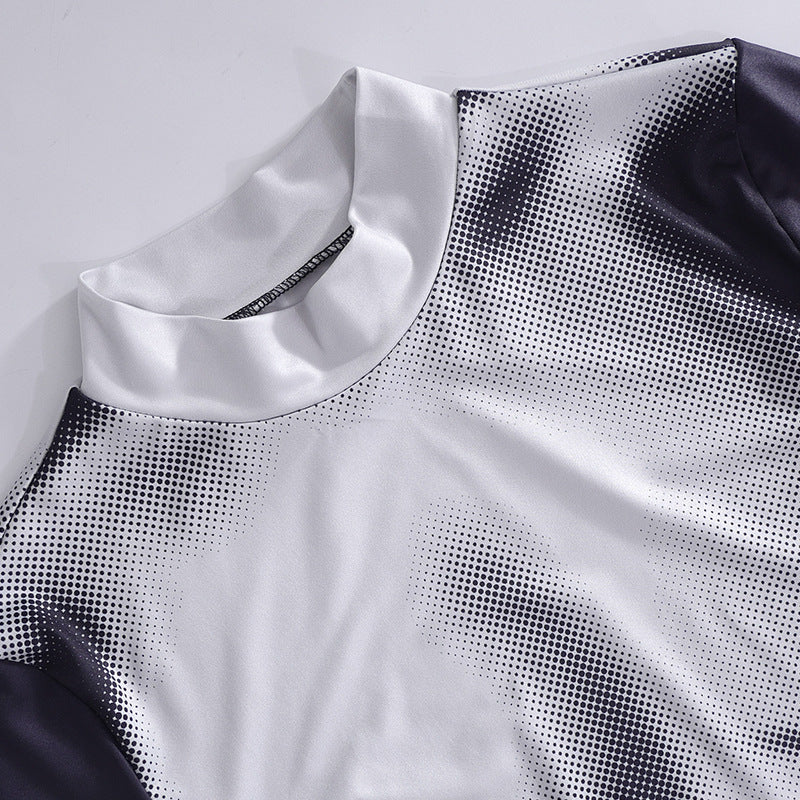 Robe Courte Ajustée à Imprimé Graphique