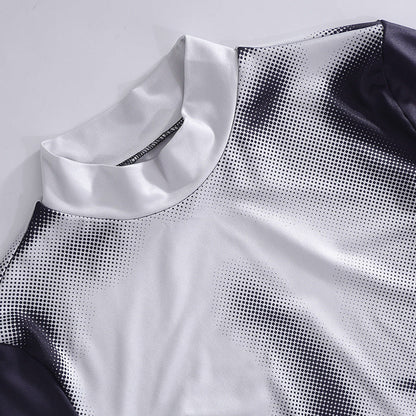 Robe Courte Ajustée à Imprimé Graphique