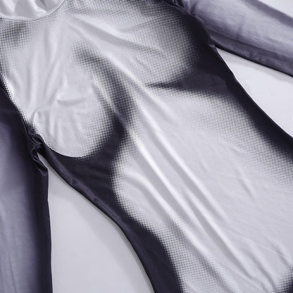 Robe Courte Ajustée à Imprimé Graphique