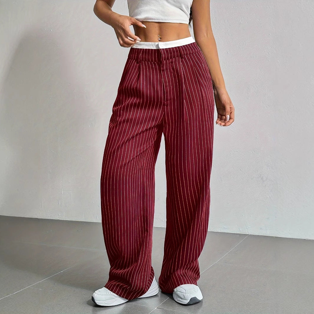 Pantalon Droit à Rayures