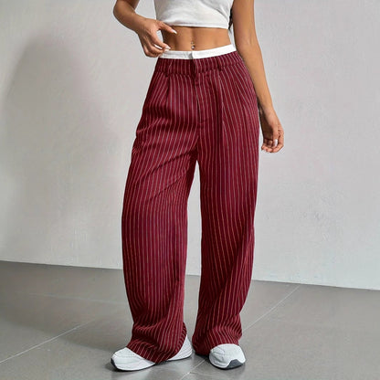 Pantalon Droit à Rayures