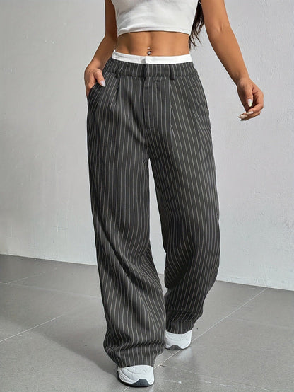 Pantalon Droit à Rayures